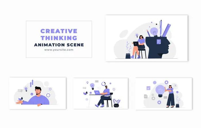Creative Thinking Flat Design Character Animation Scene